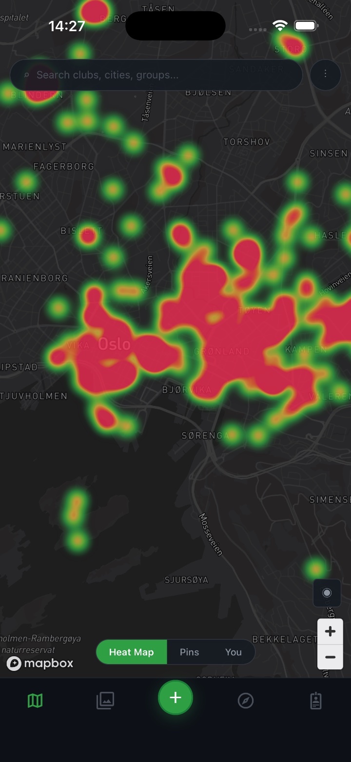 Fanturf live heatmap of Oslo